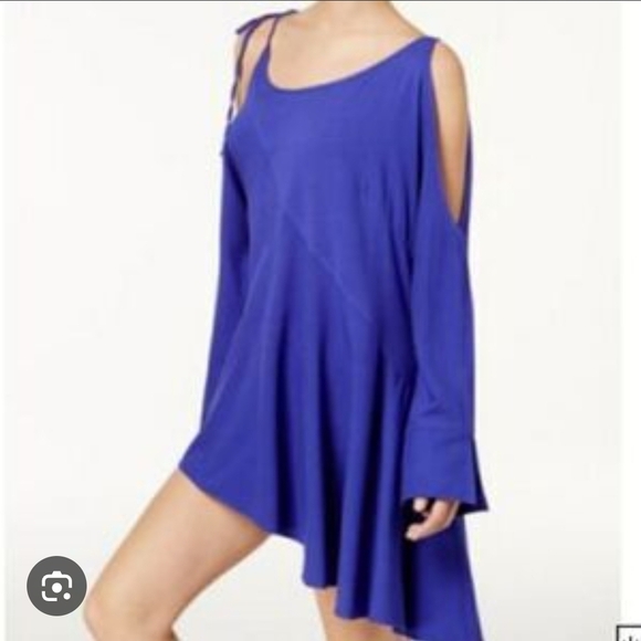 Free People Blue Asymmetrical Sleeveless Mini Dress - Picture 1 of 1